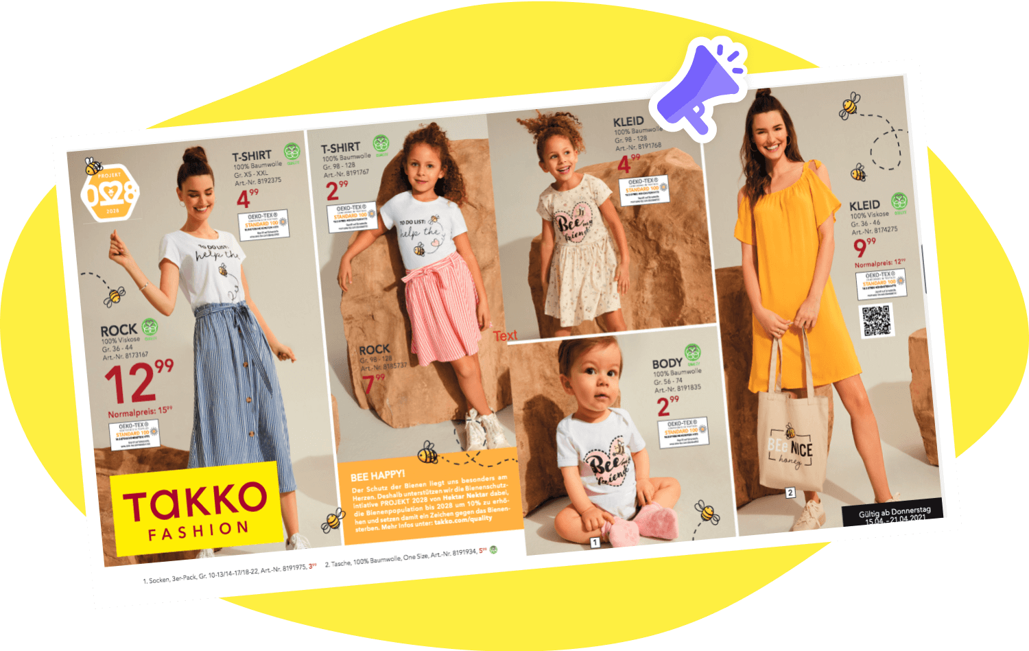 Kollektion mit Bienen-Fokus und Offline-Promotion via Prospekt