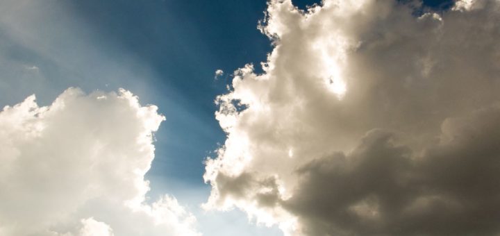 white clouds and blue sky