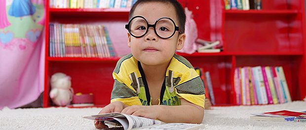 Little Reading Kids Books Book Boy Glasses Baby