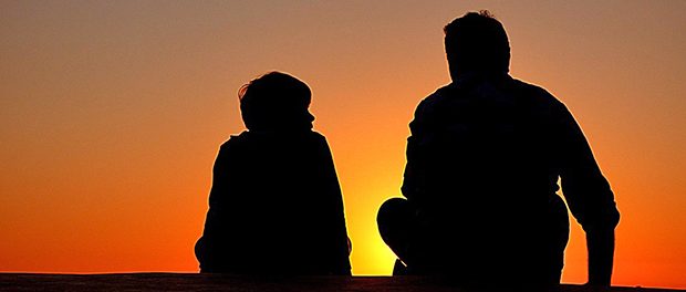 Chat Advice Father And Son Silhouette Sundown