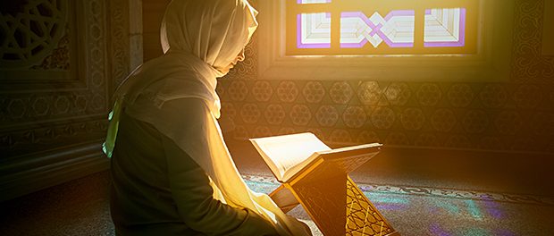 Muslim woman under the sunlight