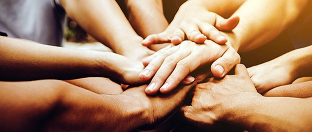 Business teamwork join hands together. Business teamwork concept