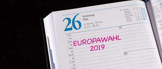 European Elections 2019 reminder in notebook