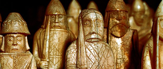Norse chessmen, from a Viking hoard, Isle of Lewis, Scotland.