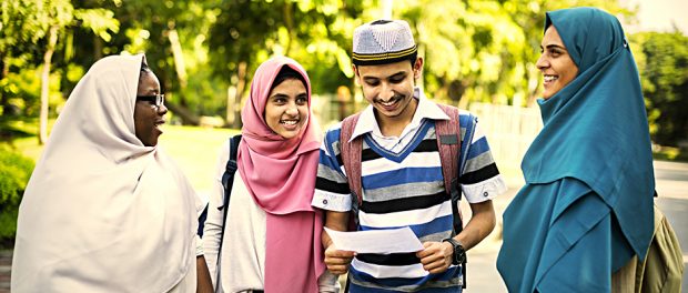 Diverse children studying outdoor