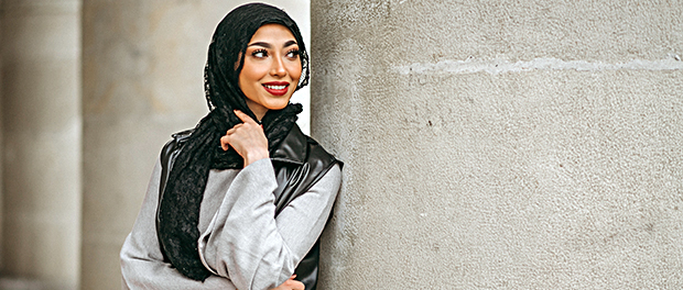 Arabian woman in hijab ouside in the street