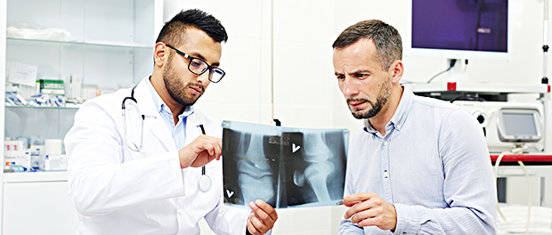 Explaining x-ray results to patient