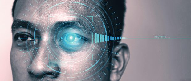 Future security data by biometrics eye scanning.