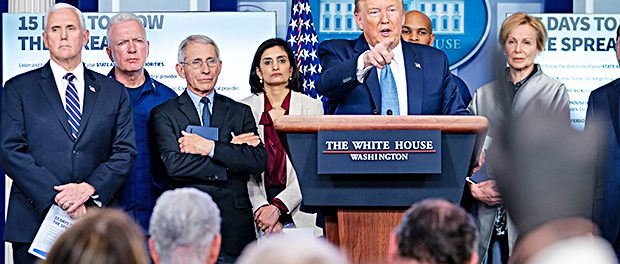 Corona-Donald Trump-Weißes Haus-Pressekonferenz-Notstand-Virologen-Pressekonferenz
