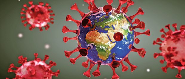 Corona Virus mit Erdball - Wuhan Virus