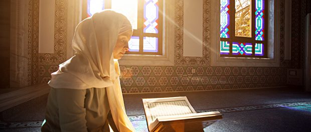 Muslim woman under the sunlight