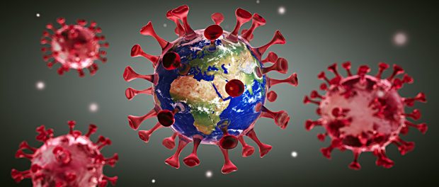 Corona Virus mit Erdball - Wuhan Virus