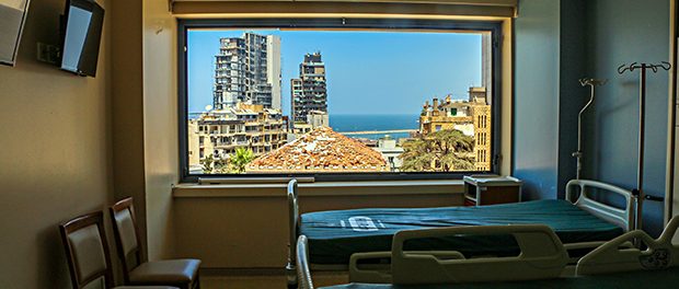 Libanon-Beirut-Explosion-Trümmer-Aussicht-Zimmer-Fenster