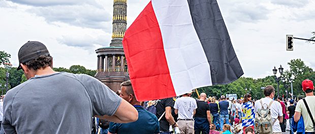 BERLIN, GERMANY August 29, 2020. Demo in Berlin with the police