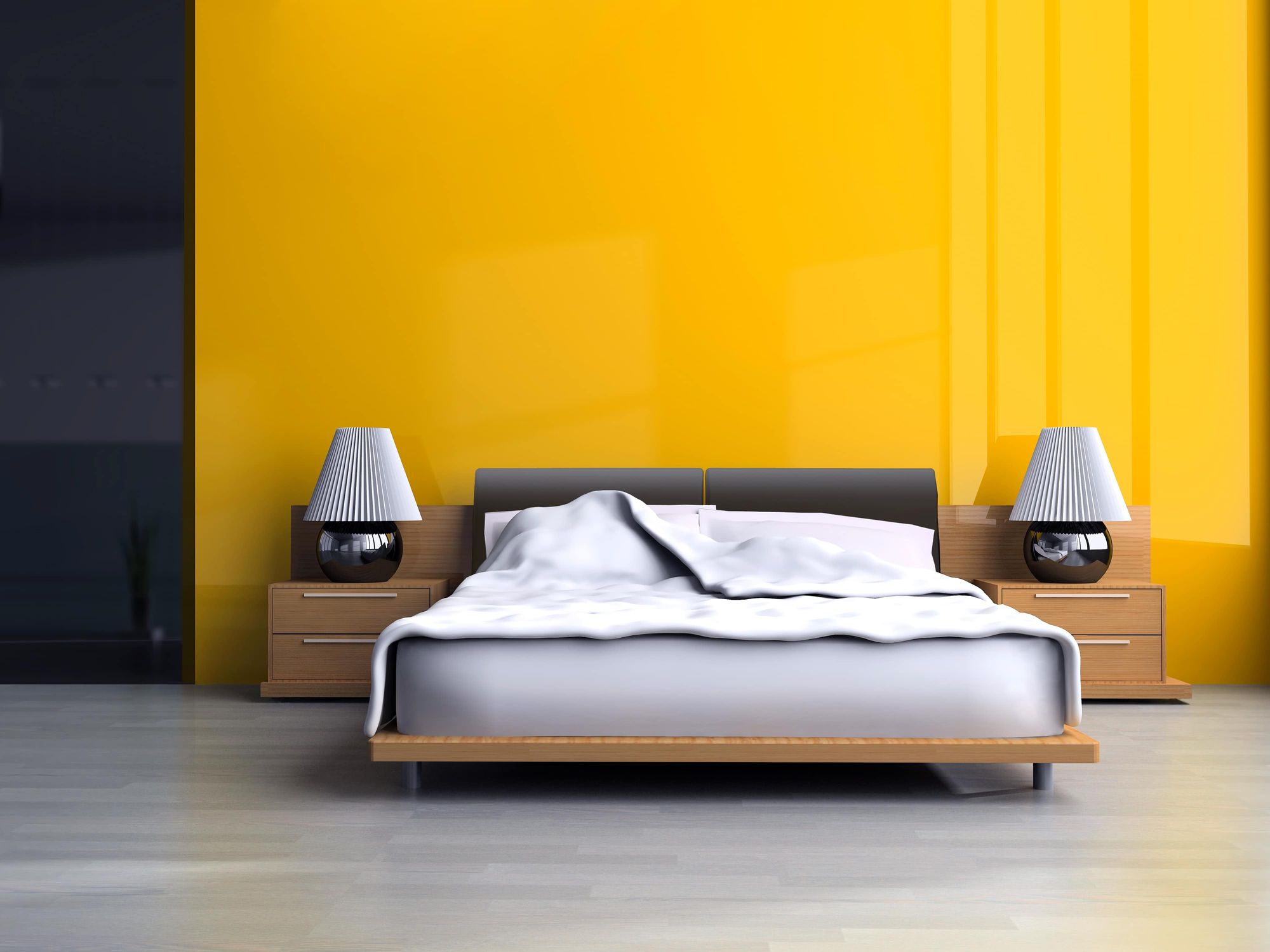 peinture jaune chambre à coucher