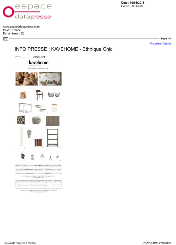 ESPACE DATA PRESSE Kavehome