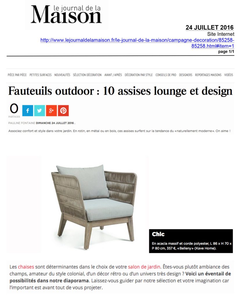 Kavehome sur LE JOURNAL DE LA MAISON