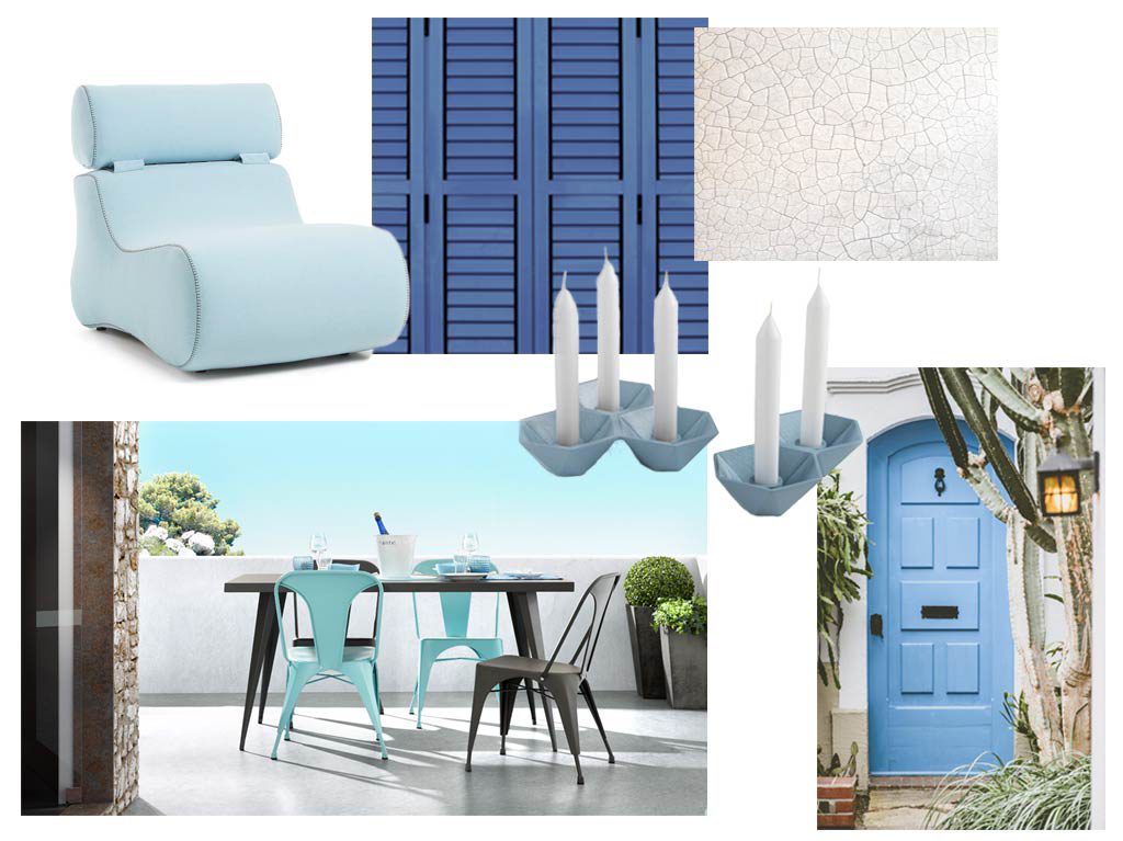 Blanco y azul Una casa en azul y blanco