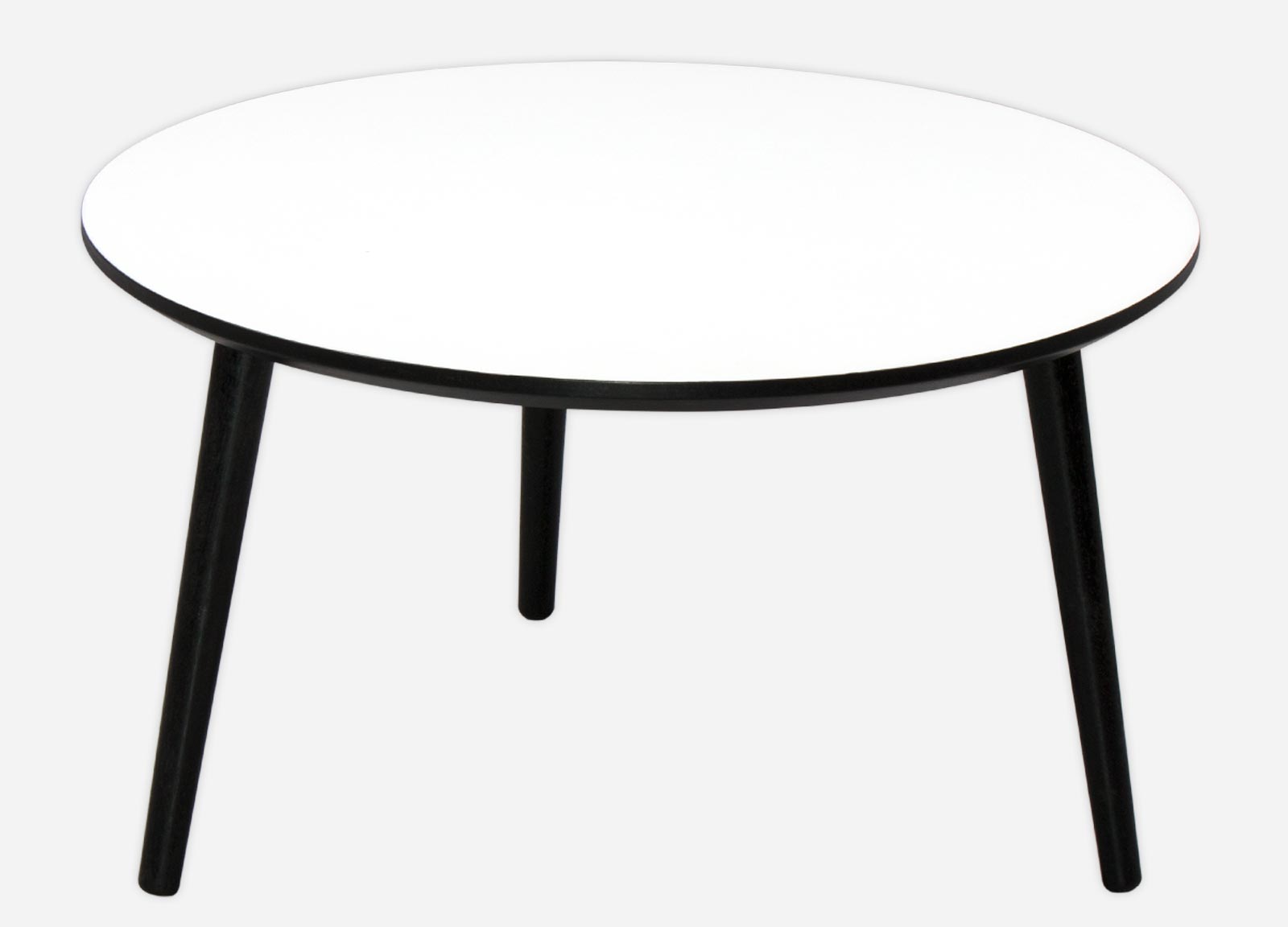 Rundt sofabord med laminat i enten hvid, sort eller antracit