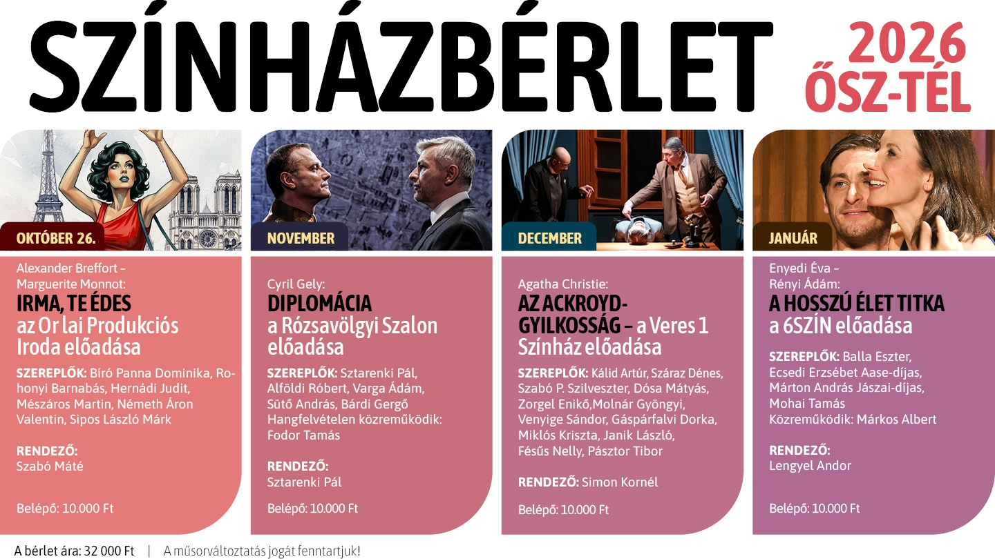 SZÍNHÁZBÉRLET 2026 ŐSZ-TÉL