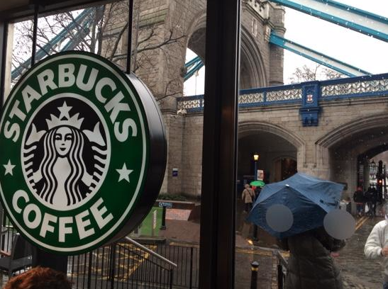 Working at Starbucks on a Marketing Audit for Booking.com