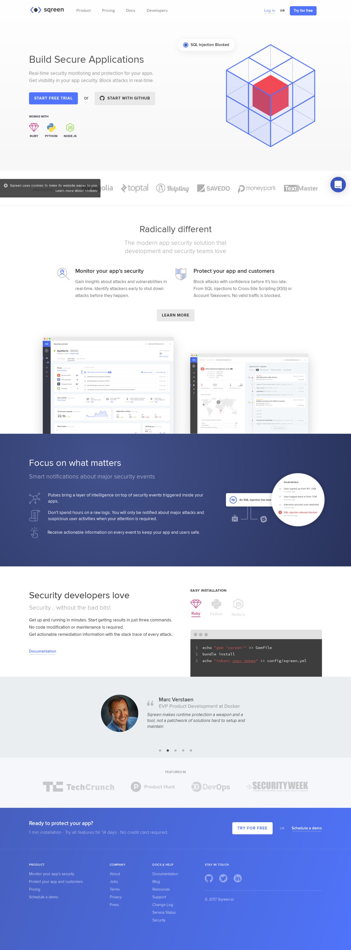 Web Application Protection & Monitoring for Developers | Sqreen