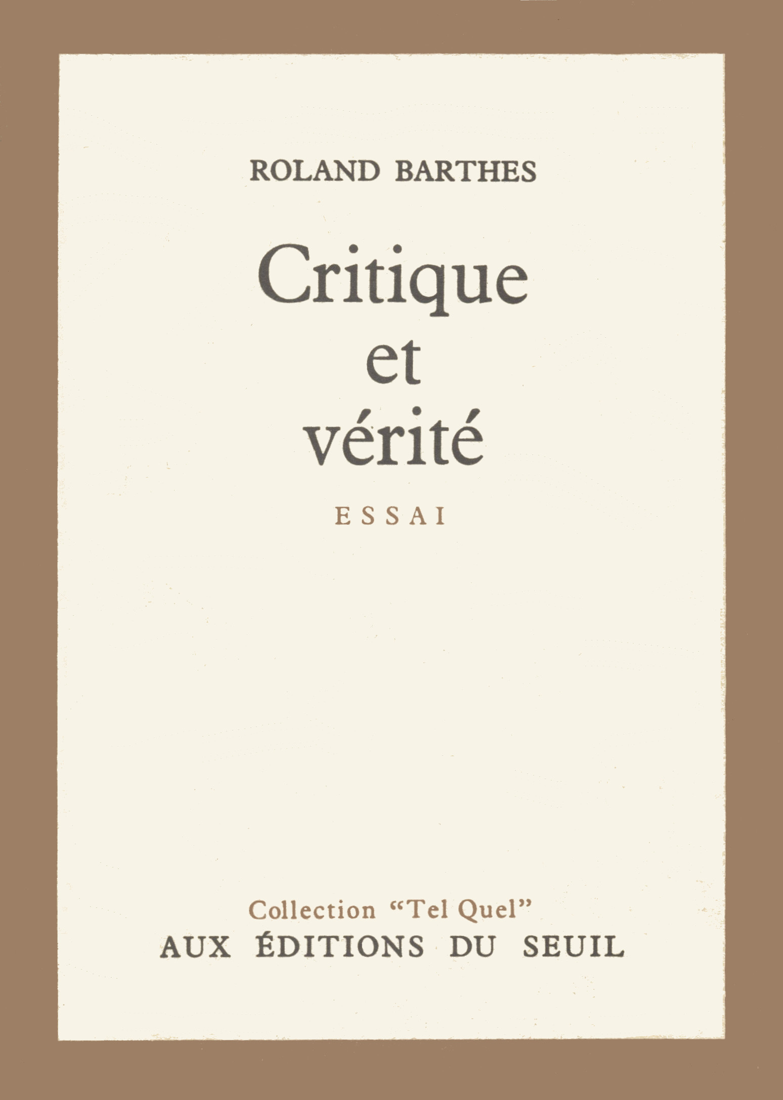Critique et vérité