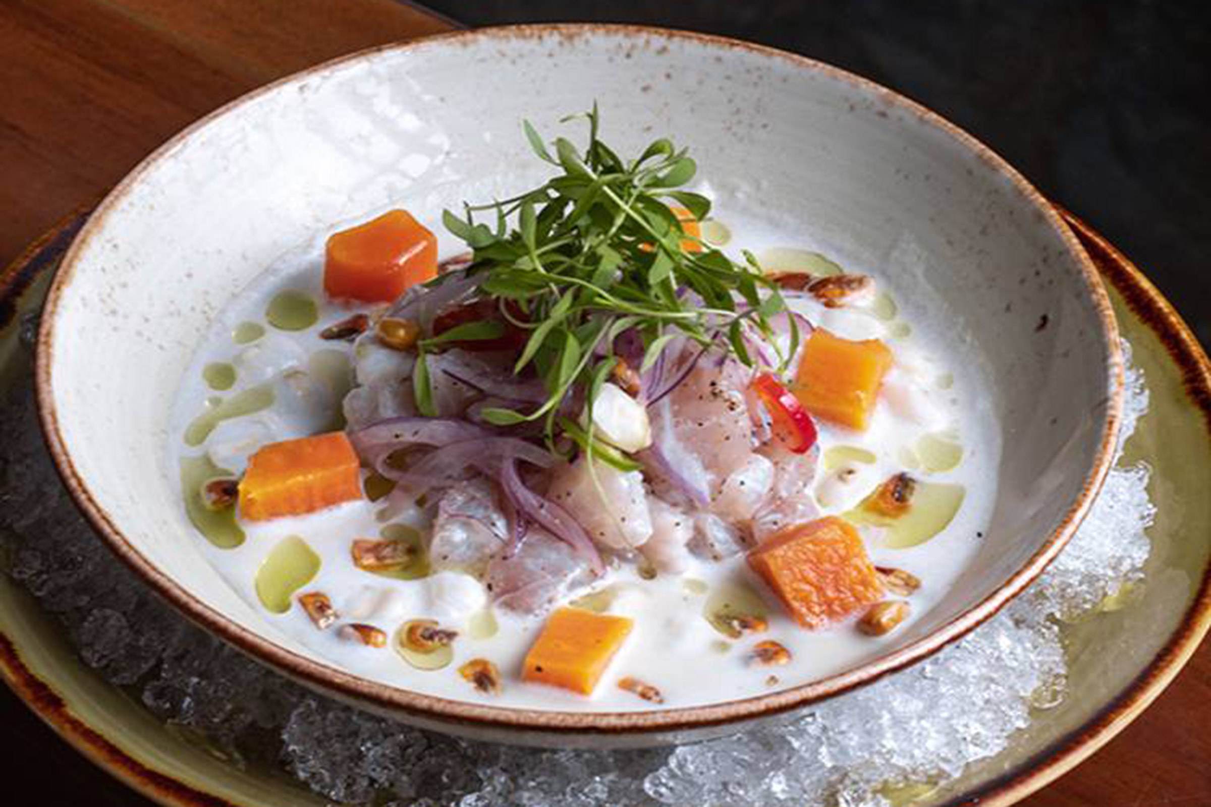 The Tasmanian smoked trout, the organic tomahawk from Australia, the Mediterranean giant langoustines and the famous Japanese Wagyu find their way to Tulum and Rosa Negra’s kitchen to become part of the mouth-watering menu choices one is offered here. - Secondary Image