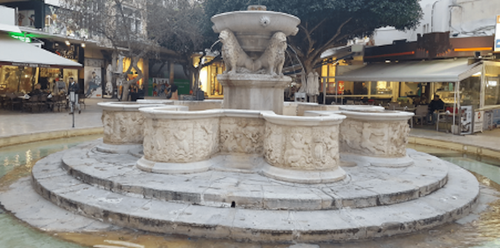 Square with Morosini Fountain with Lions