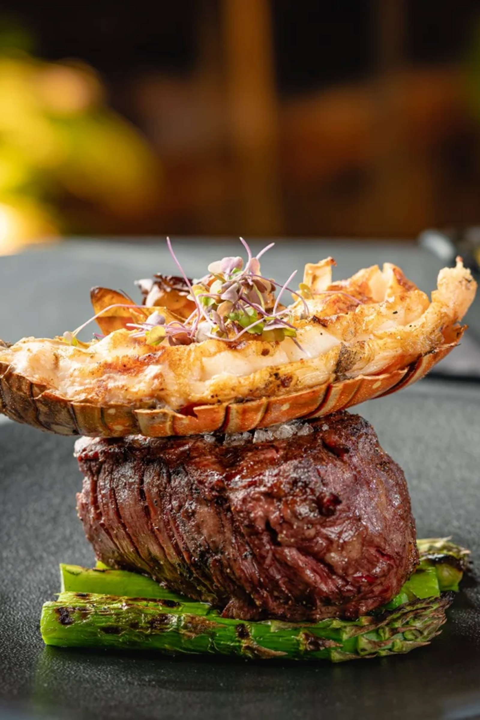 World-famous and multi-awarded, certified cuts, such as Japanese Kobe Beef, Australian Black Onyx, USDA Prime, are expertly grilled on the open fire or in the Josper or masterfully prepared in order to become elegant tataki, carpaccio or tartare dishes, showing off their freshness and top-quality and topped with precious ingredients such as caviar or rare spices and salts. - Image