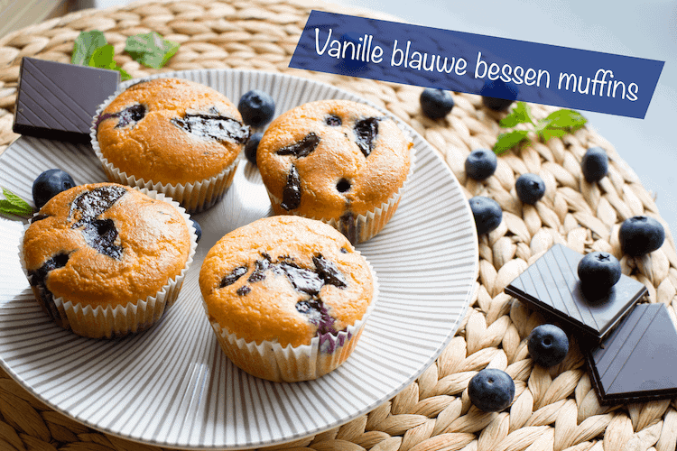 Vanille blauwe bessen muffins