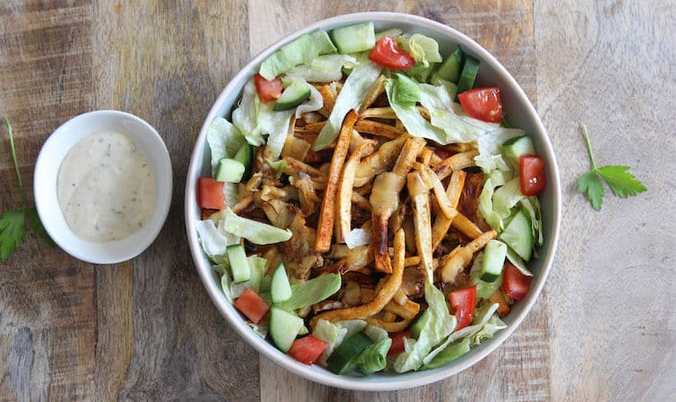kapsalon met pastinaak frietjes - lowcarbchef.nl