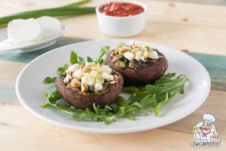 Gevulde portobello met geitenkaas.
