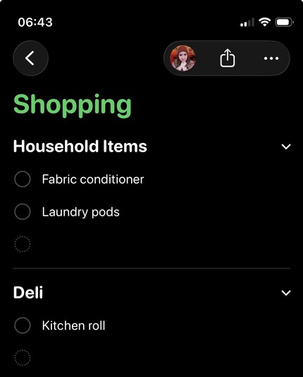 Apple’s new smart shopping list on iOS showing Kitchen roll categorised under the Deli section.

Fabric conditioner and laundry pods are correctly listed under Household Items.

The time is 06:43 (way too early to be bitching about your phone on the fediverse).