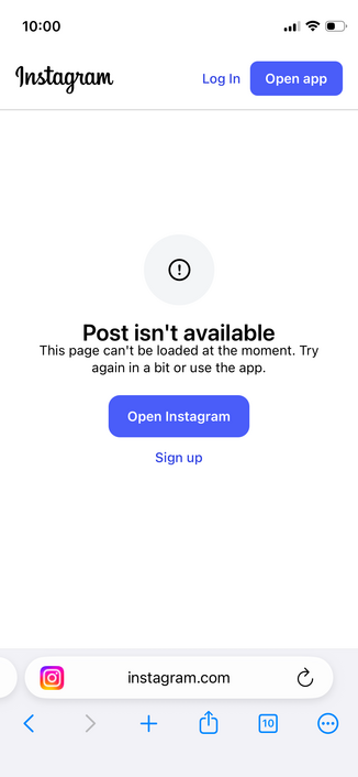 Instagram: Post isn't available
This page can't be loaded at the moment. Try again in a bit or use the app.
Open Instagram
Sign up