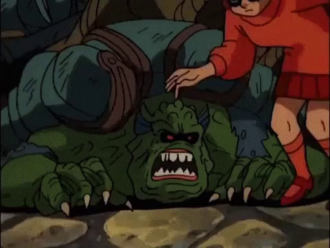 Supercut of masks being removed from monsters in the Scooby Doo cartoon series.
