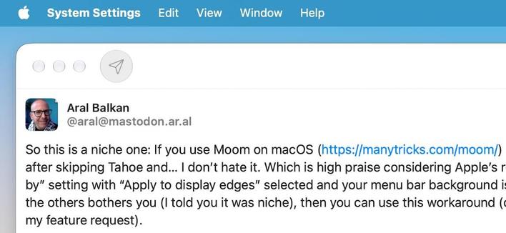Default spacing with menu bar visible: looks consistent.