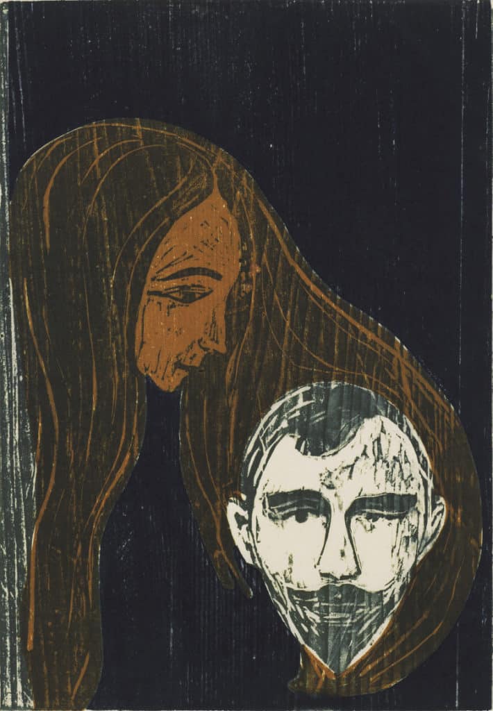 Edward Munch - Man's Head in Woman's Hair (1896)