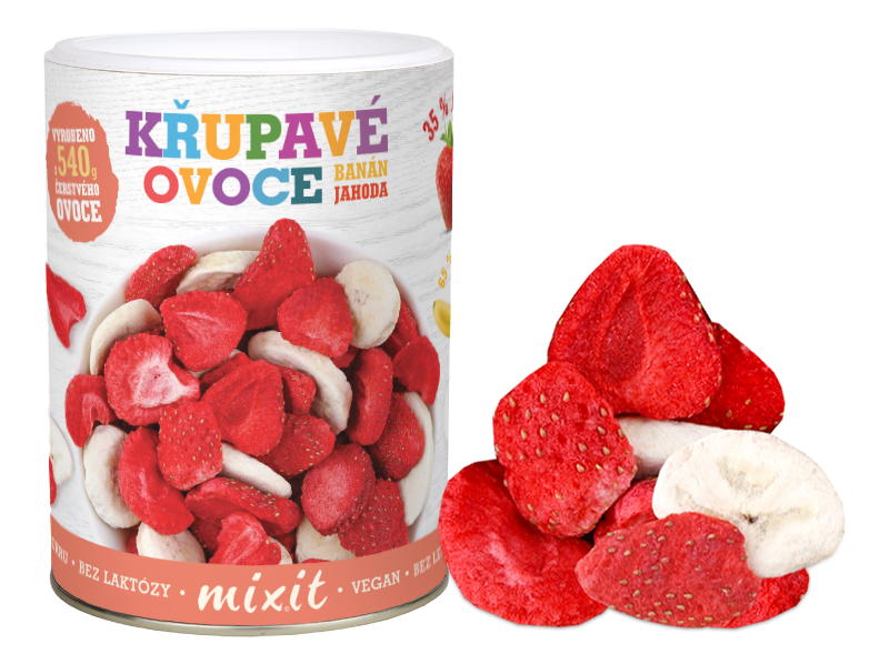 Křupavé ovoce Banán a jahoda MIXIT 80 g