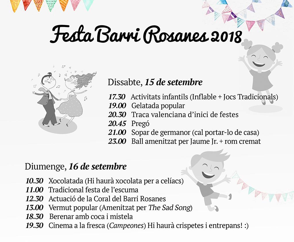 Programació Festa Rosanes 2018