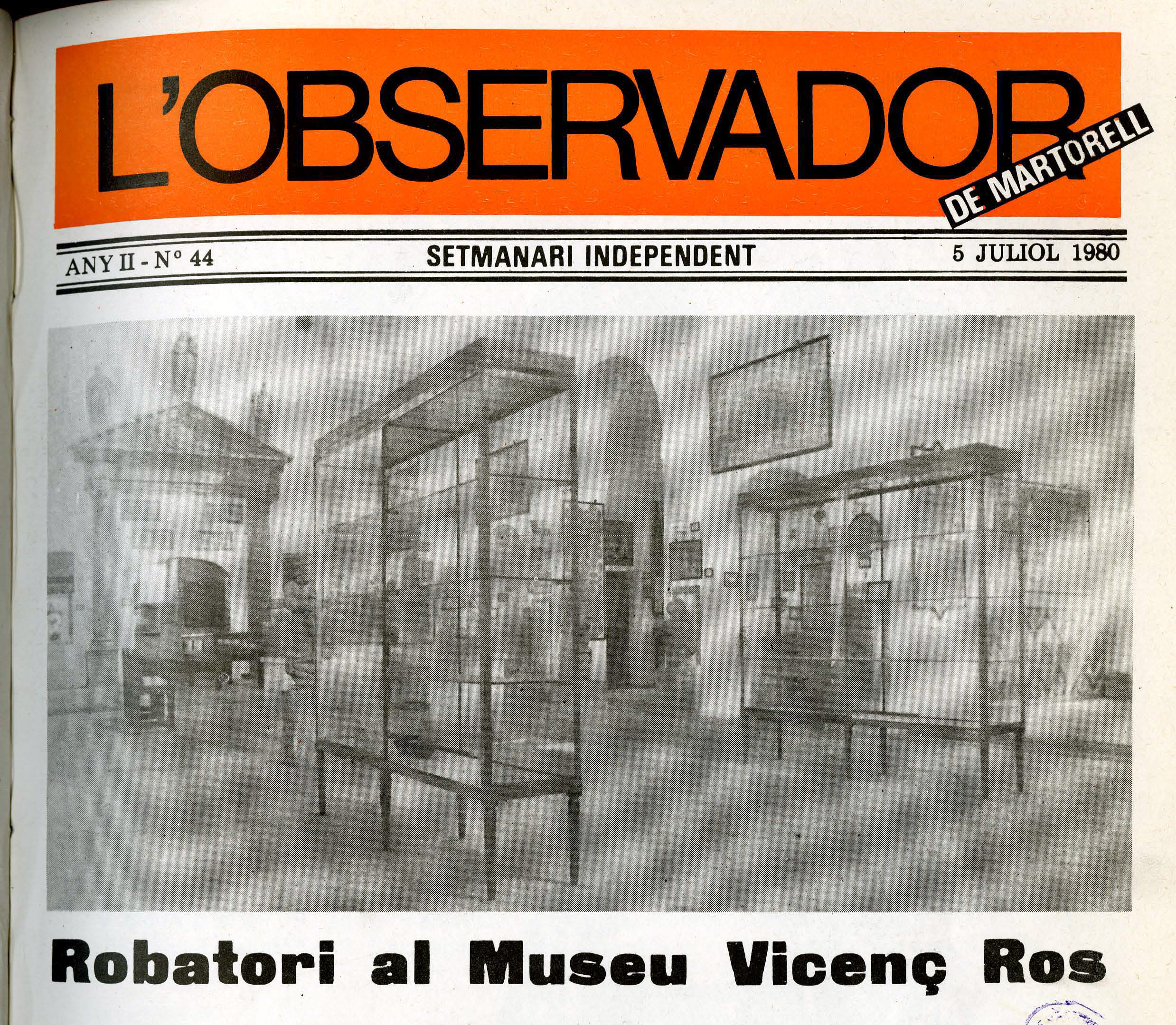 Portada del Observatorio Martorell. 5 de julio de 1980