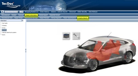 Kunden können Reparaturinformationen über eine grafische Auswahl direkt aus dem TecDoc-Webkatalog abfragen.