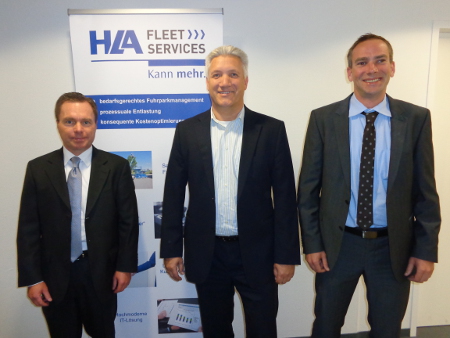 Markus Diesch (Sales Manager Fleet & Leasing for TecAlliance, on the right) is pleased that the quality of TecRMI’s data has won over Matthias Rotzek (Managing Director of HLA Fleet services, on the left) and Roland Bauer (Manager of Technical Services, HLA Fleet Services, centre).