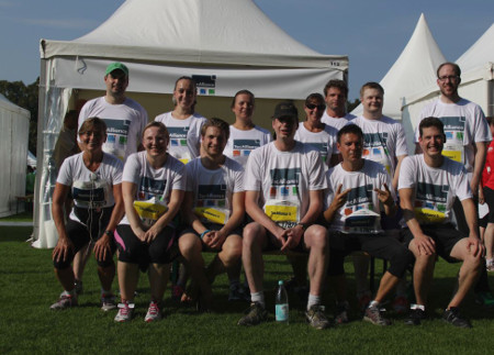 Some of TecAlliance’s runners in front of the company tent.