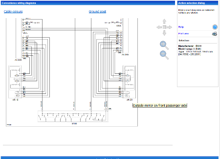 Detailed view of a circuit diagram (here: outside mirror)