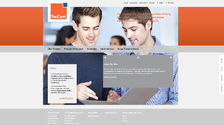 Screenshot of the new TecCom homepage