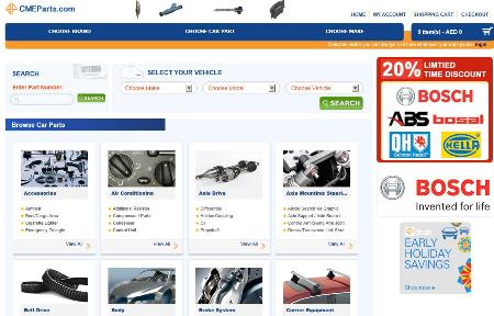 Screenshot of the CM&E online shop.