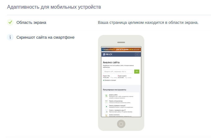 анализ мобилопригодности