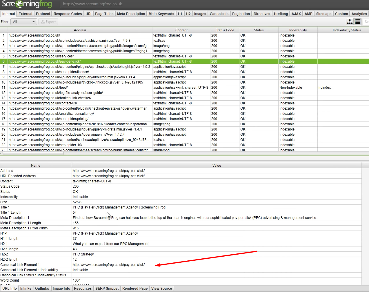 Проверка канонических страниц в сервисе