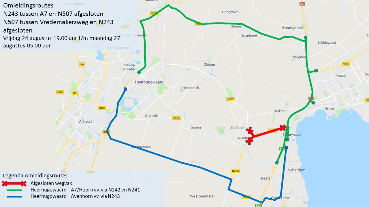 Dit weekend afsluiting kruising Jaagweg (N243) en Braken (N507) - OnsWestfriesland.nl